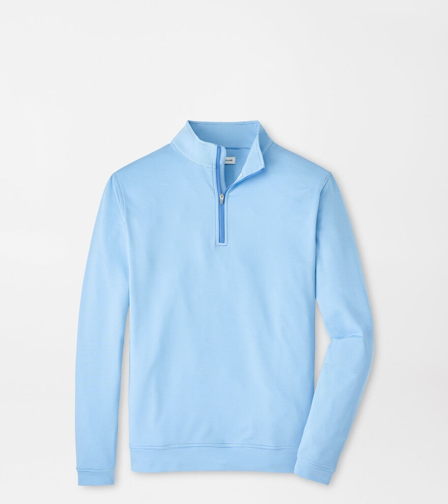 Peter Millar Perth Sugar Stripe Performance Quarter-Zip in Bluebird