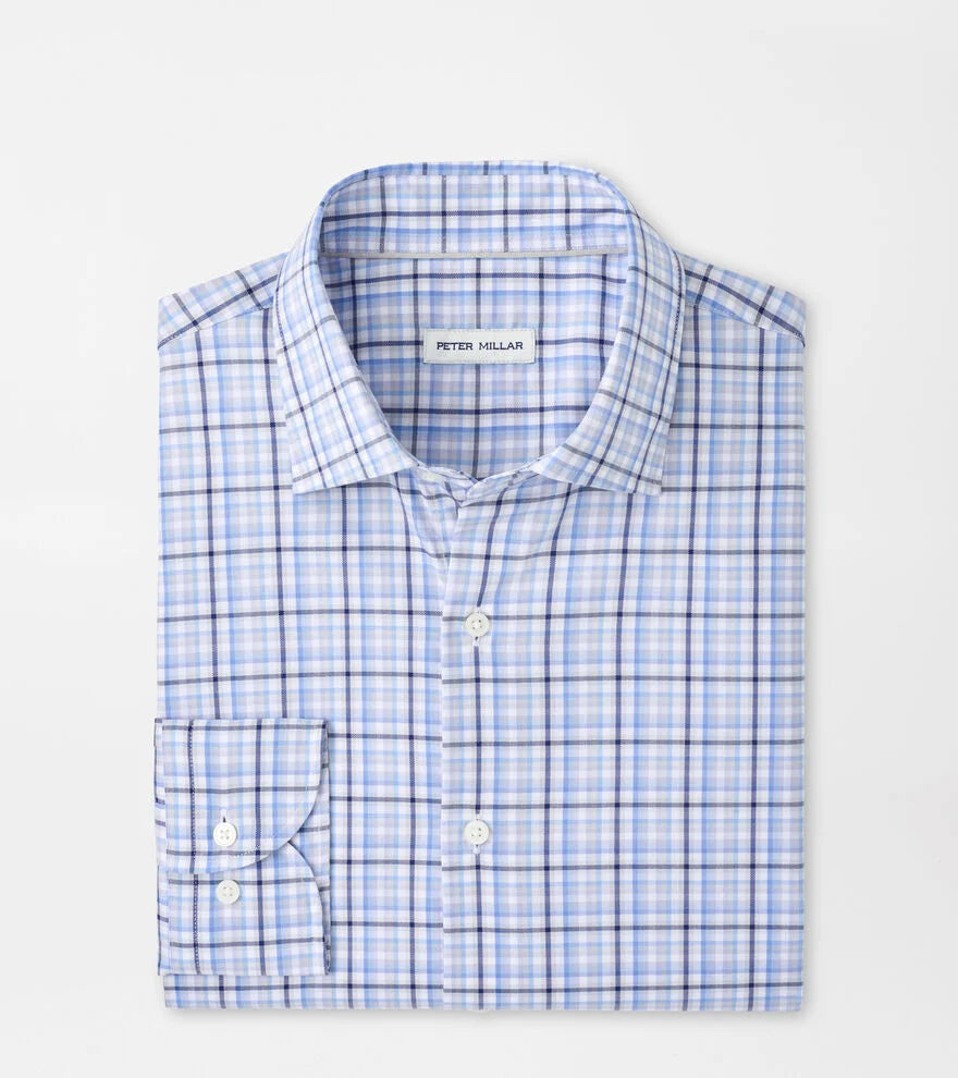 Peter Millar Simon Crown Lite Cotton-Stretch Sport Shirt in Cottage Blue