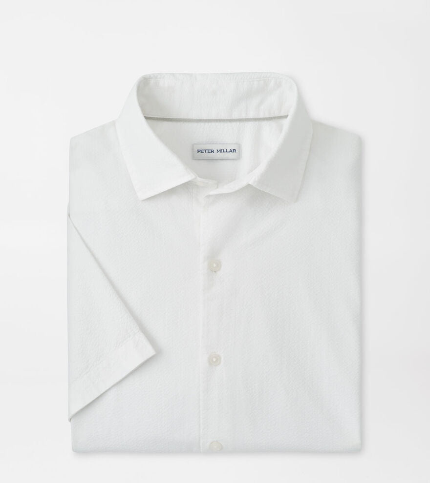 Peter Millar Seaward Cotton Lyocell Sport Shirt in White