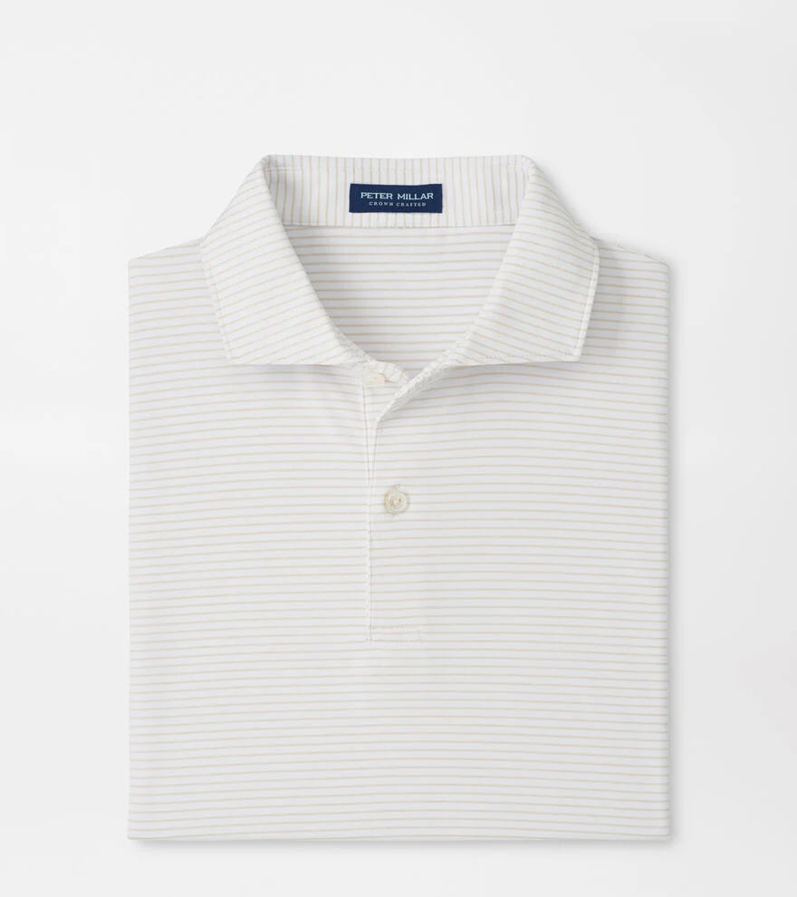 Peter Millar Ballad Performance Jersey Polo in White/Truffle