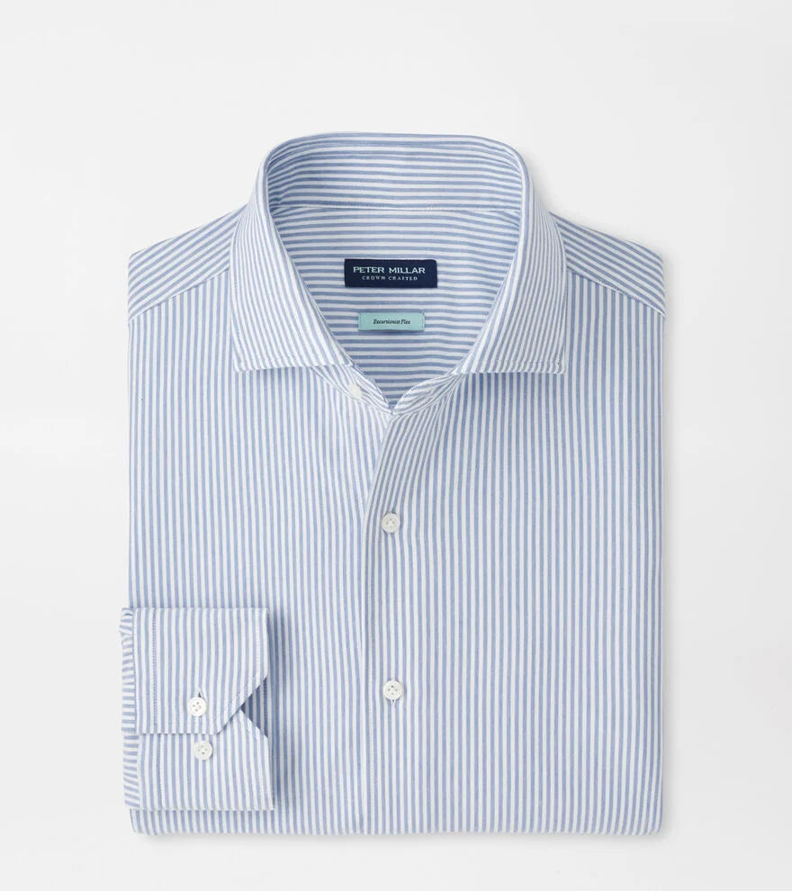 Peter Millar Excursionist Flex Stripe Sport Shirt in Dusk Blue