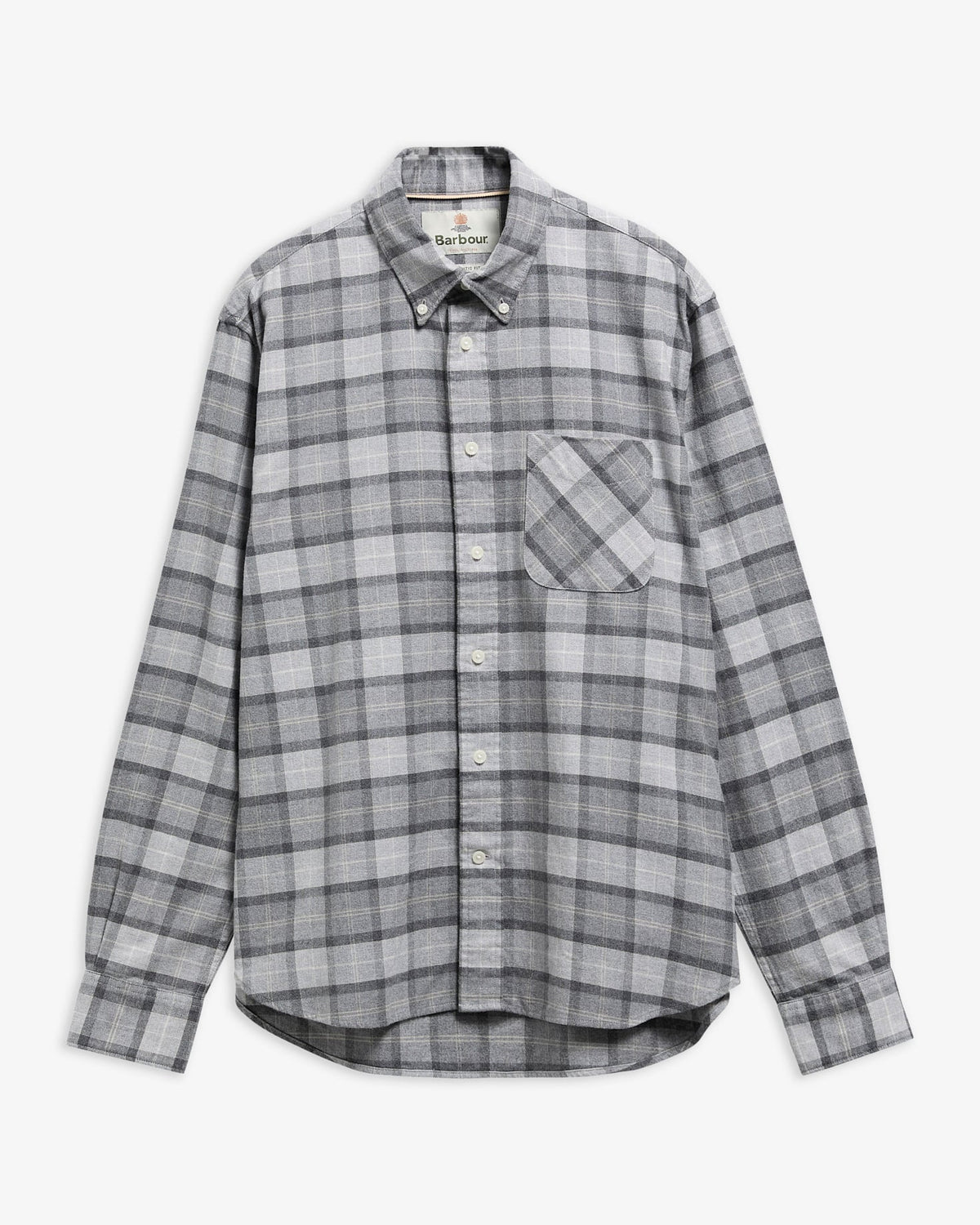 Barbour Mens Mineral Tartan Authentic Sport Shirt in Ice Granite