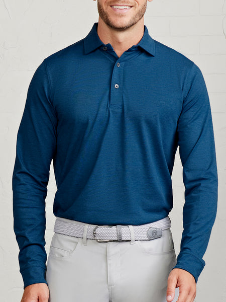 TASC Mens Westport Long Sleeve Polo in Cavern