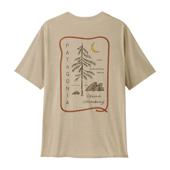 Patagonia Mens Cap Cool Daily Graphic Lands SS Shirt in Clean Climb Roots: Ellwood Green X-Dye