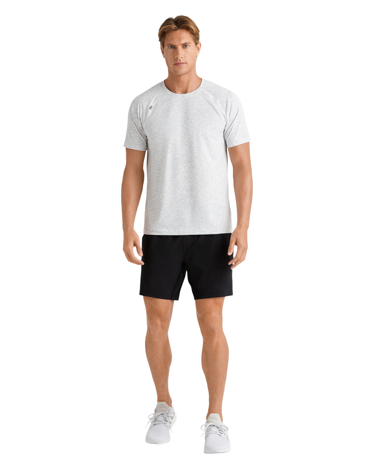 Rhone Mens Reign Short Sleeve Shirt in Grey Space Dye