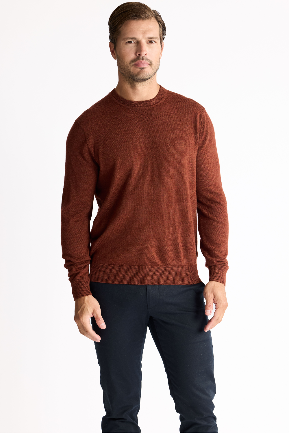 Raffi Alfie Merino Wool Crewneck Sweater in Spice