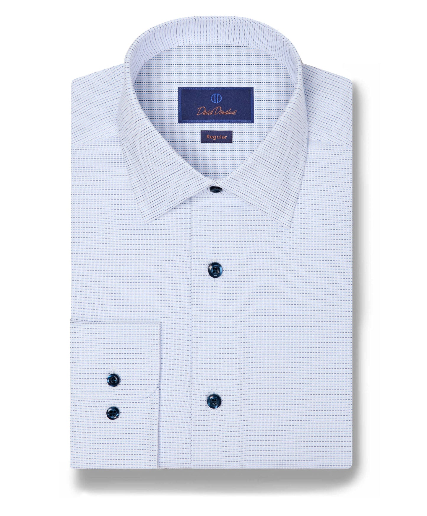 David Donahue Regular Fit Micro Dobby Dress Shirt in Blue/Sky