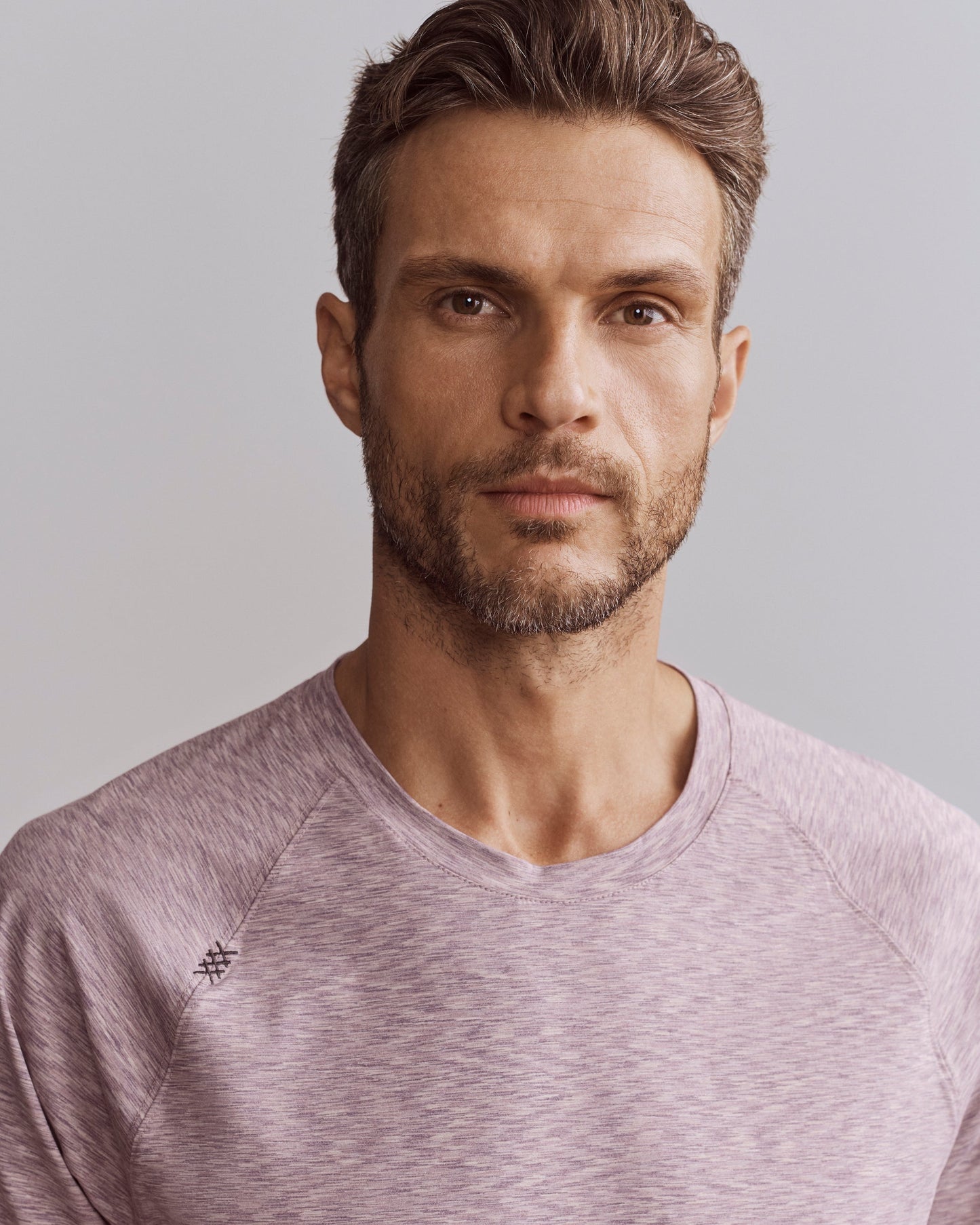 Rhone Mens Reign Short Sleeve Shirt in Discreet Mauve Space Dye