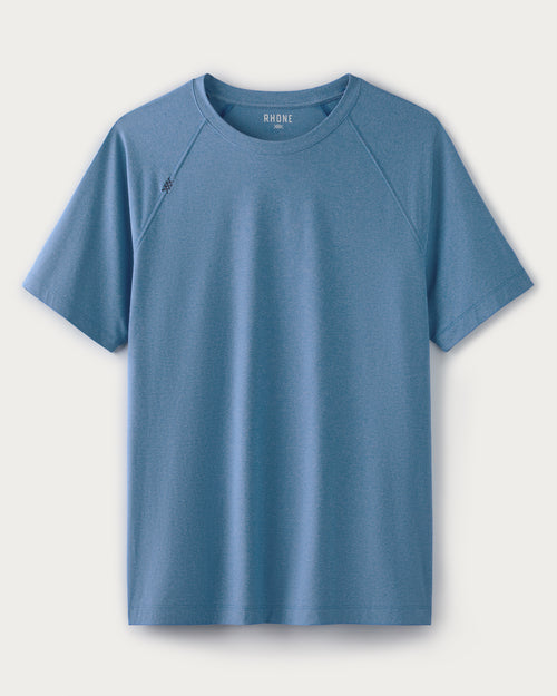 Rhone Mens Reign Short Sleeve Shirt in Blue Stone