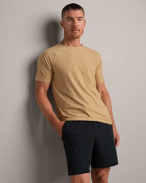 Rhone Mens Reign Short Sleeve Shirt in Cafe