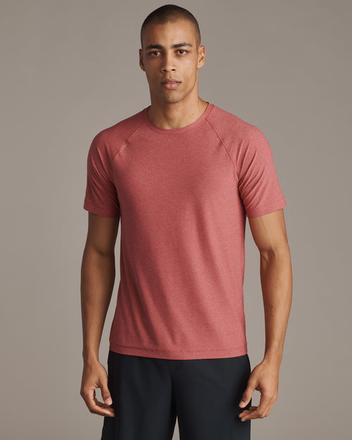Rhone Mens Reign Short Sleeve Shirt in Red Brick