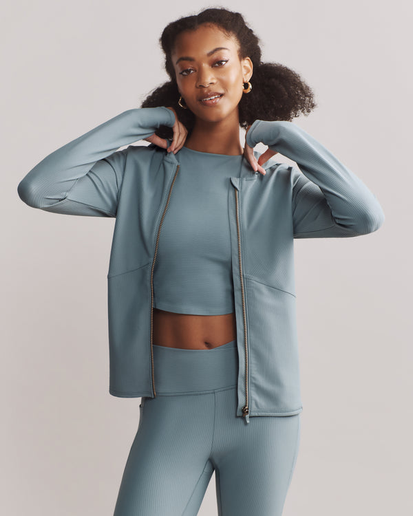 Womens Rhone Ripple Full Zip Hoodie in Blue Hue