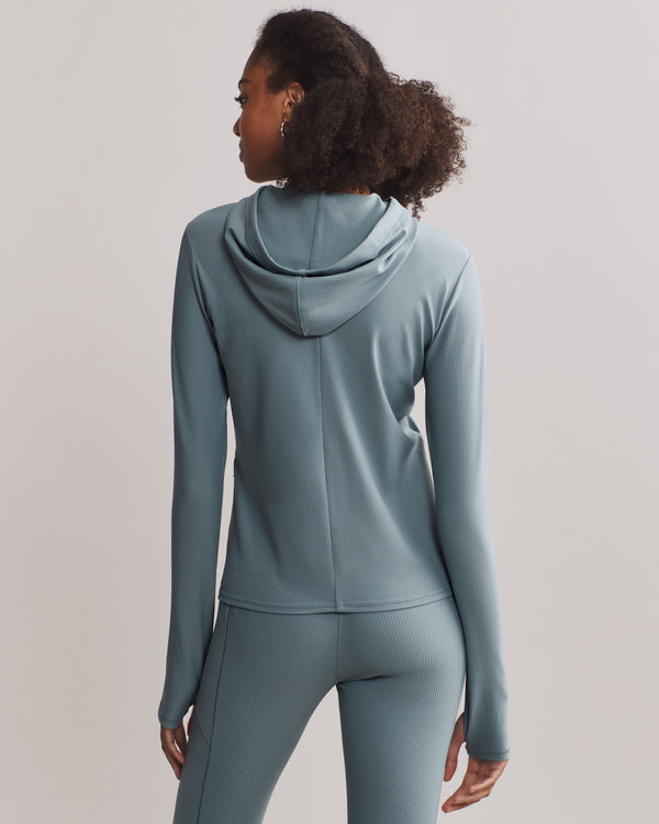 Womens Rhone Ripple Full Zip Hoodie in Blue Hue