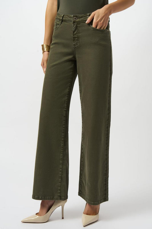 Womens Joseph Ribkoff Wide Leg Mid Rise Jeans in Avocado