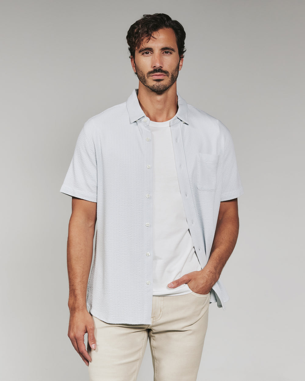 7 Diamonds Keaton Short Sleeve Sport Shirt in Grey