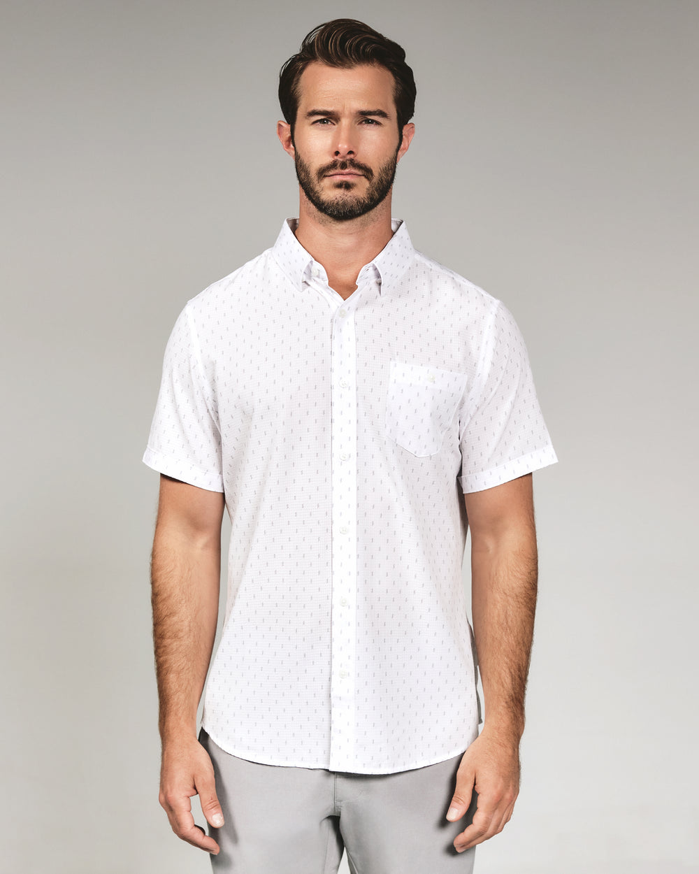 7 Diamonds Mens Renzo Short Sleeve Sport Shirt in White