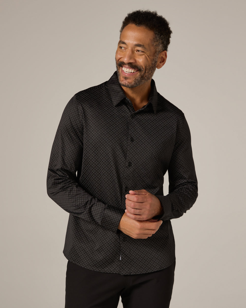 7 Diamonds Turner Long Sleeve Sportshirt in Black