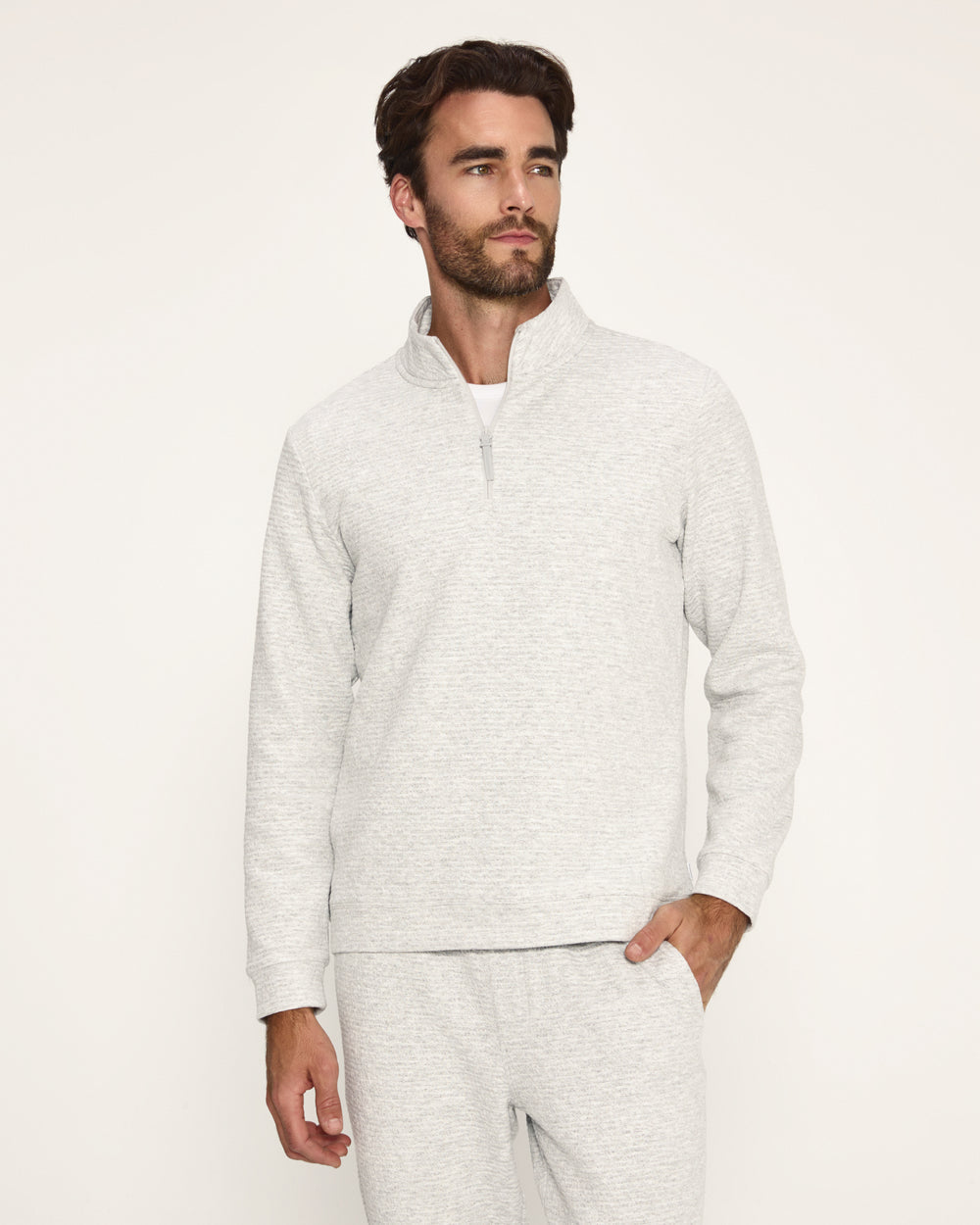7 Diamonds Elevate Quarter Zip in Light Grey