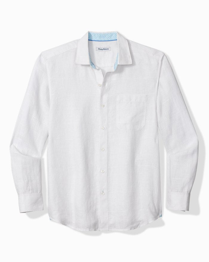 Tommy Bahama Paradiso Plaid Linen Shirt in White