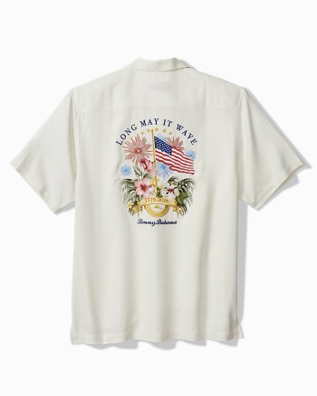 Tommy Bahama Stars and Stripes Silk Camp Shirt in Continental