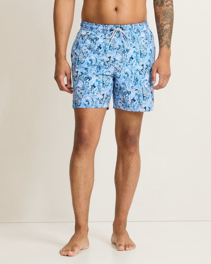 Tommy Bahama Naples Tidal Echoes 6-Inch Swimtrunk in Clear Sky Blue