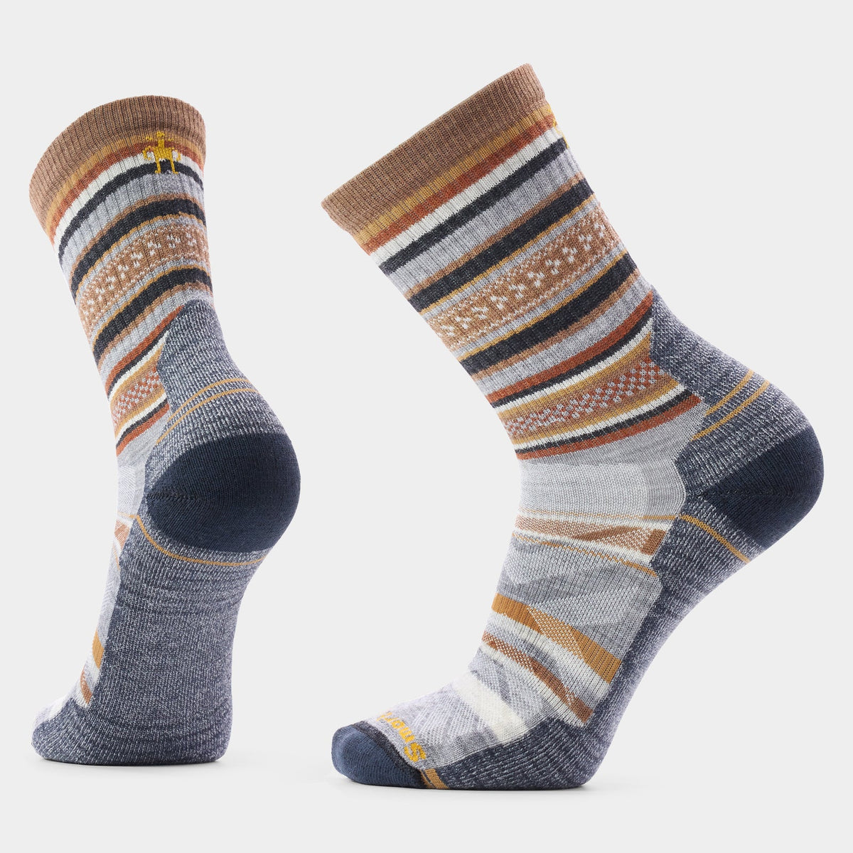 Smartwool Mens Hike Light Cushion Panorama Crew Socks in Light Grey