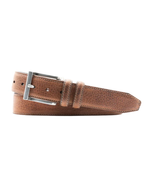 Martin Dingman Bill American Bison Leather Belt in Chestnut