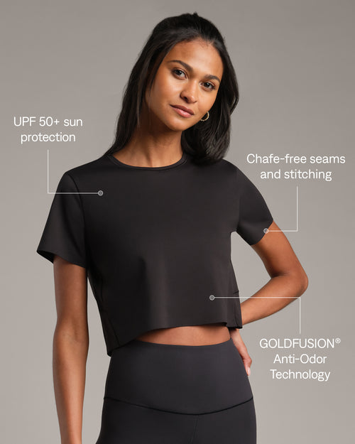 Womens Rhone Serene Cropped Short Sleeve Tee in Black