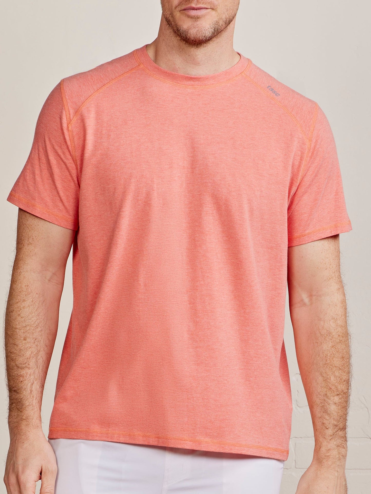 TASC Mens Carrollton Performance Crewneck SS Tee in Hibiscus