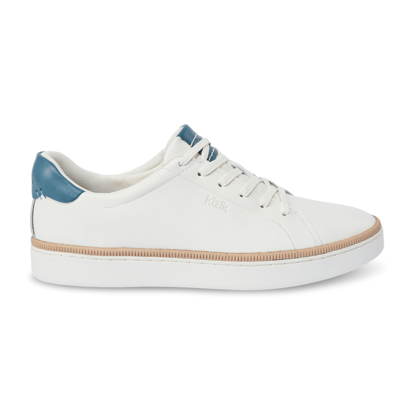 Kizik Sonoma Slip On Leather Sneaker in Optic White/Coronet Blue