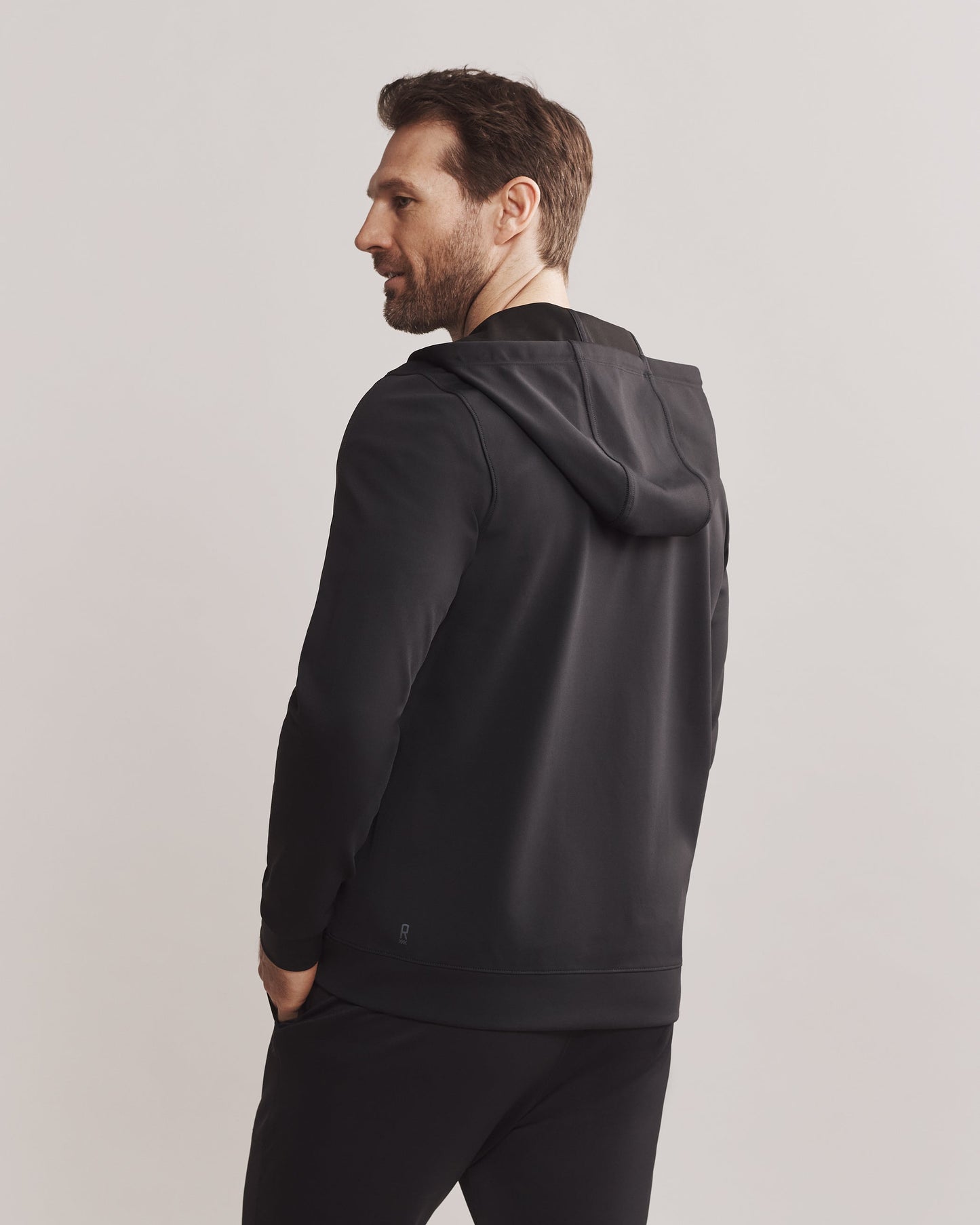 Rhone Mens Spar Full Zip Hoodie in Black