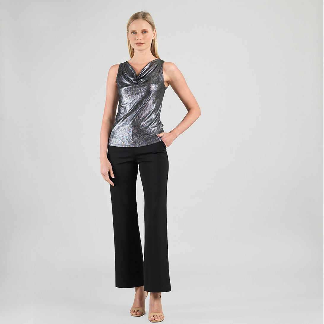 Womens Clara Sun Woo Cowl Neck Tank in Gunmetal