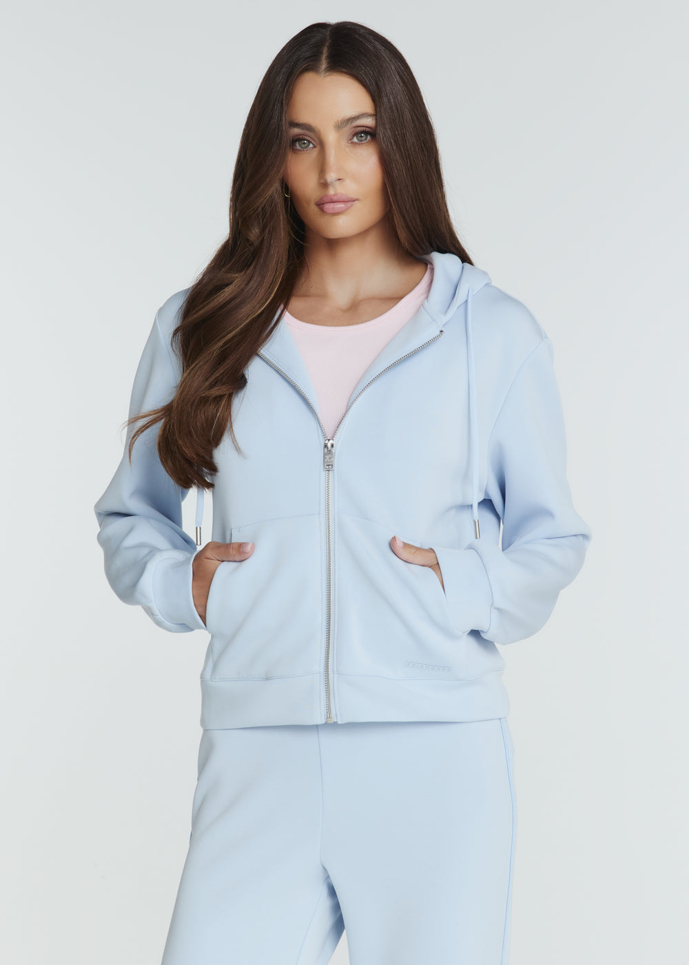 Womens 7 Diamonds Rev Full Zip Hoodie in Baby Blue