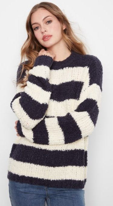 Womens Charlie B Boucle Crew Neck Sweater in Marine Navy