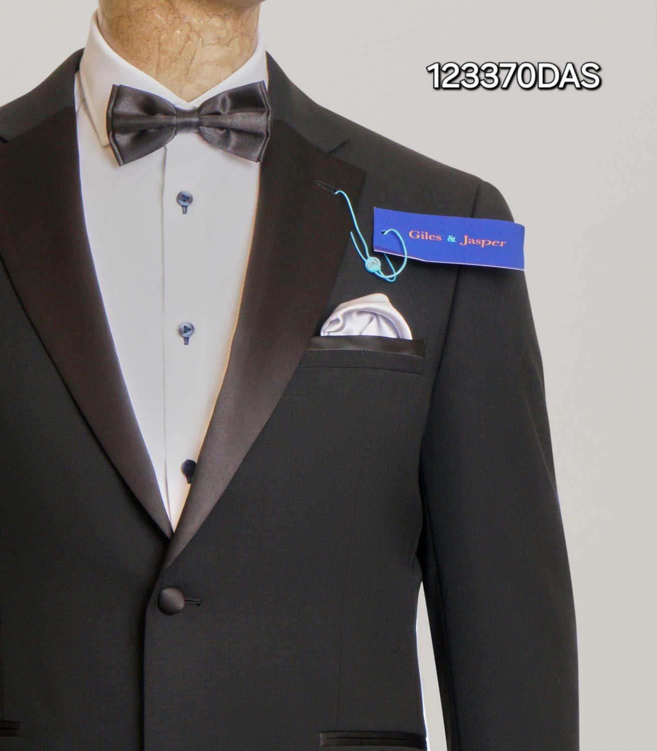 Giles & Jasper Notch Lapel Tuxedo Super 100's wool with Stretch in Black