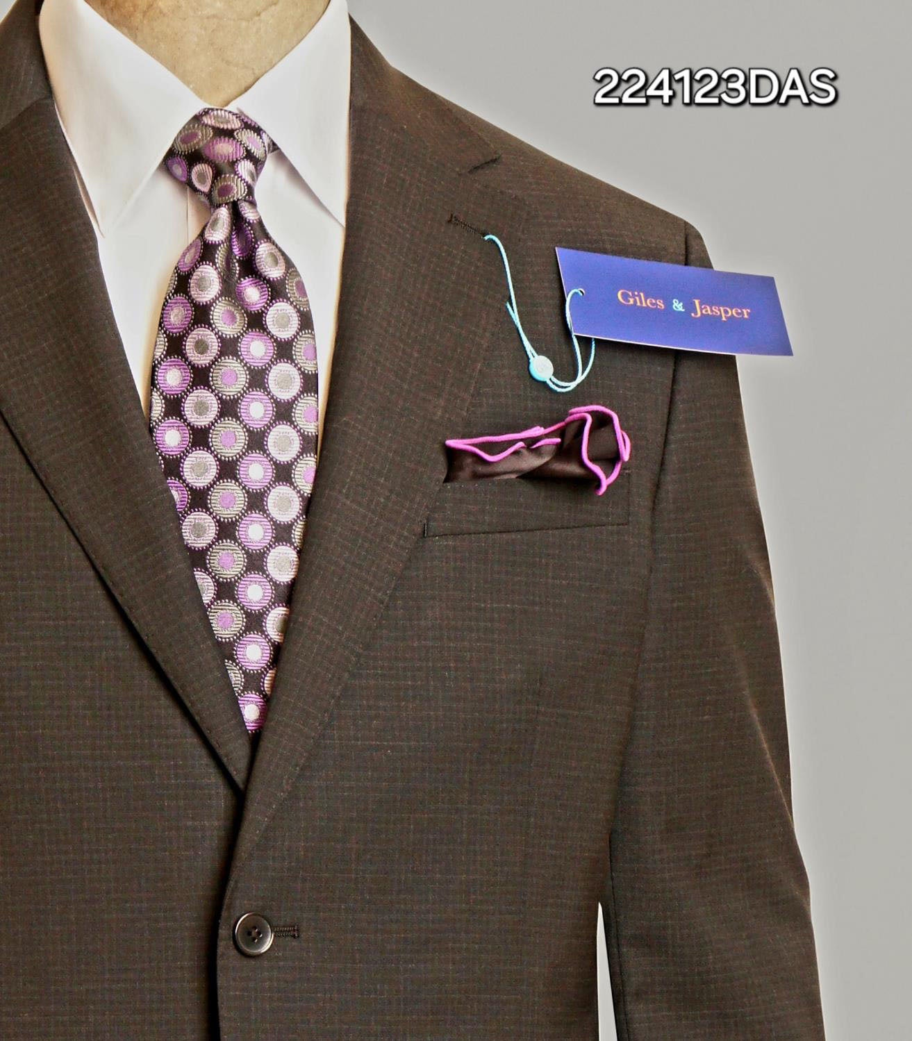 Giles & Jasper Suit Super 100's wool with Stretch in Black Pattern