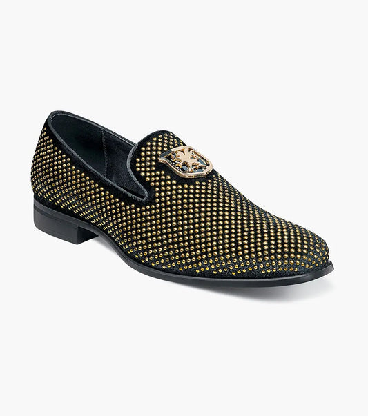 Stacy Adams Swagger Studded Slip On in Black/Gold