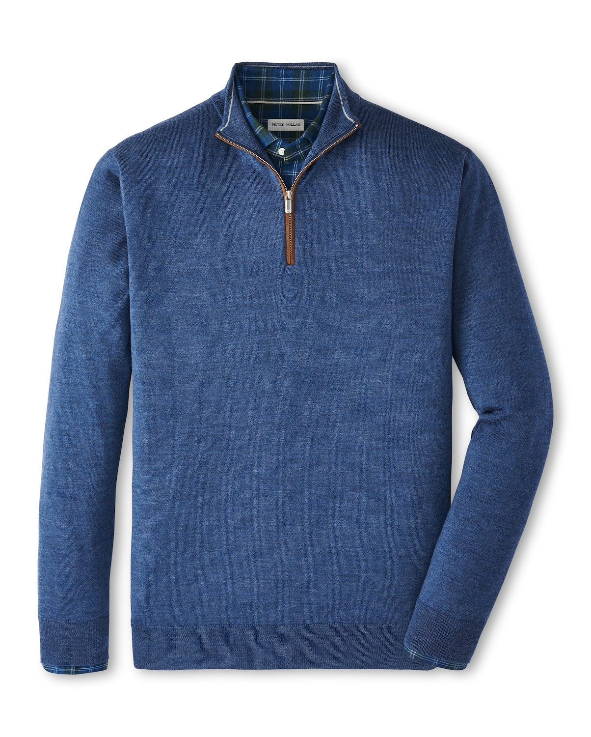 Peter Millar Autumn Crest Suede Trim Quarter-Zip in Blue Haze