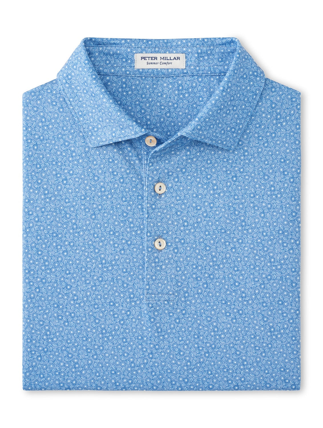 Peter Millar Bristol Floral Performance Jersey Polo in Blue Fade