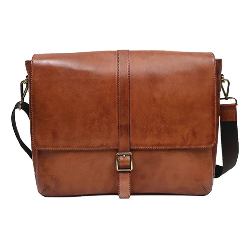 Boconi Darius Leather Laptop Messenger Bag in Cognac Hornor Harrison