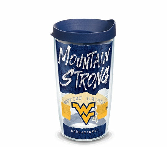 WVU Tervis Tumbler 16 oz Mountain Strong Wrap w/ Navy Lid