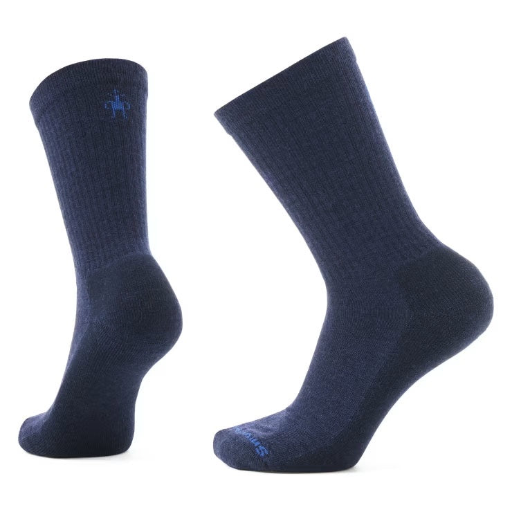 Smartwool Mens Everyday Solid Rib Crew Socks in Deep Navy