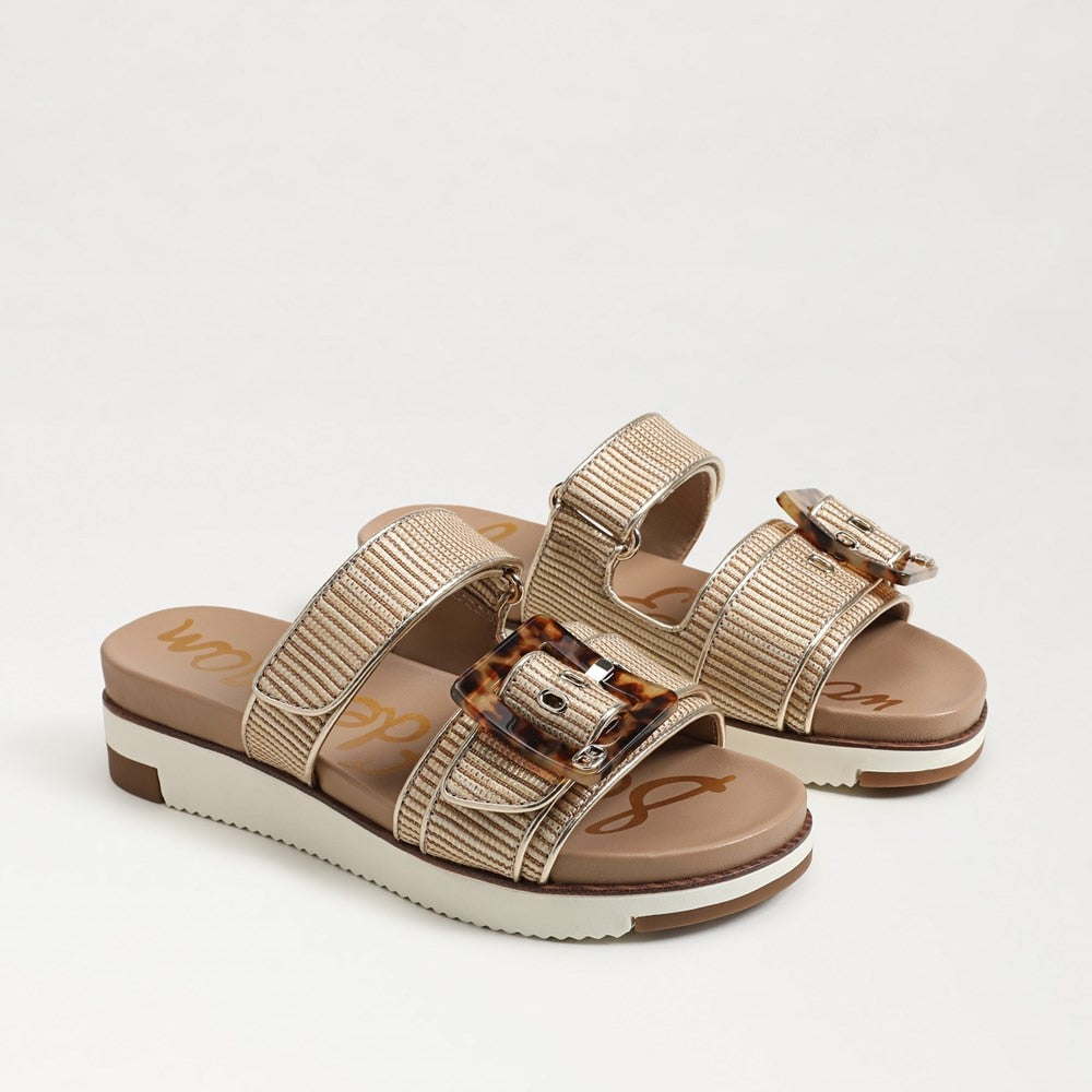 Womens Sam Edelman Adrianna Slide Sandal in Sunny Gold Raffia