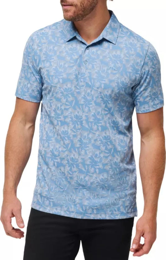 Travis Mathew Five Oh Printed Polo in Quiet Harbor