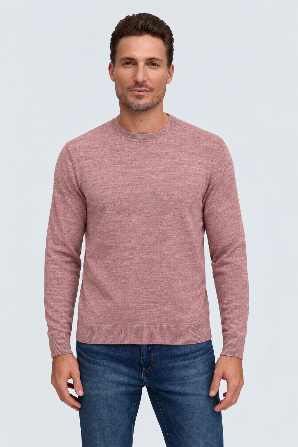 Raffi Alfie Merino Wool Crewneck Sweater in Mauve