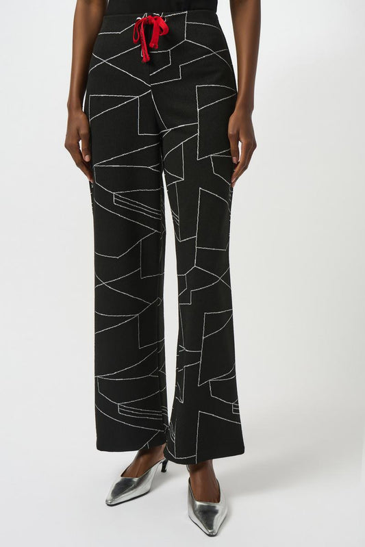Womens Joseph Ribkoff Edgy Geometric Drawstring Trouser in Black/Off White