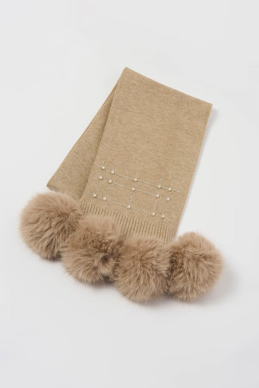 Womens Joseph Ribkoff Jewel Embellished Scarf in Taupe Melange