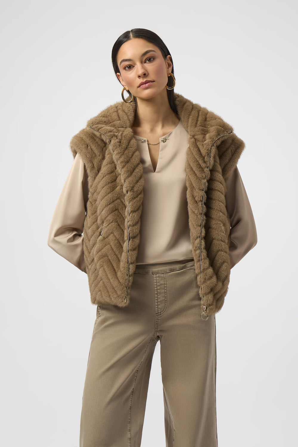 Womens Joseph Ribkoff Faux Fir Jacket in Mink
