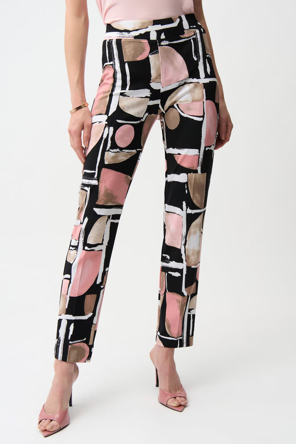 Womens Joseph Ribkoff Slim High-Waisted Pant in Black/Multi