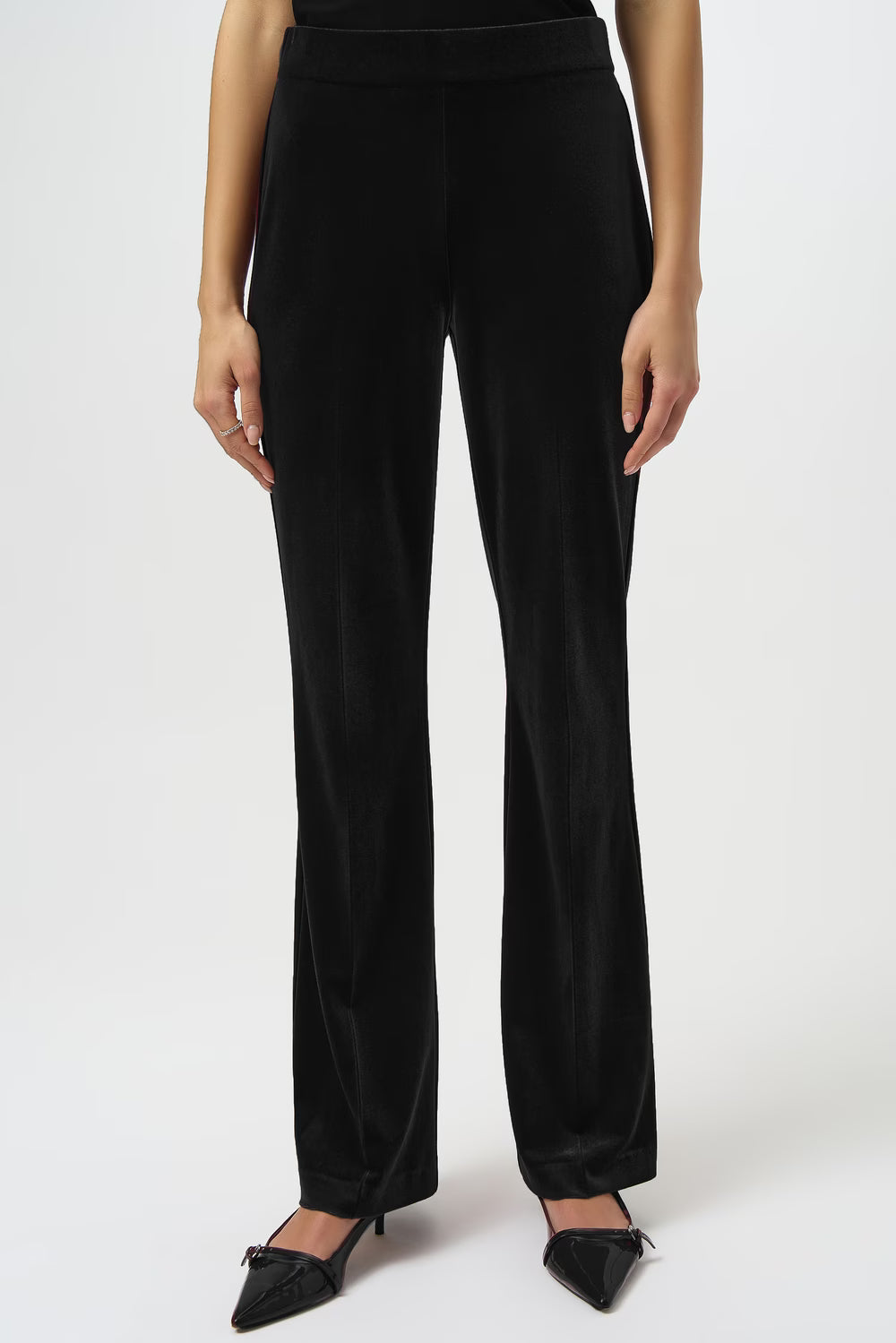 Womens Joseph Ribkoff Velveted High-Waisted Pant in Black